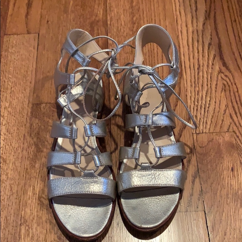 Vince Camuto Silver Lace Up Gladiator Sandals